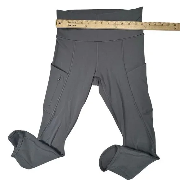 Athleta Relay Capri Pants Gray Size XS High Rise Pockets Workout - Picture 5 of 10